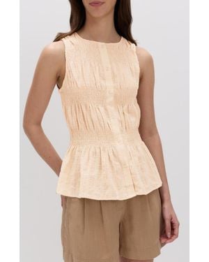 PER UNA BY M&S Shirred Button Top - Natural