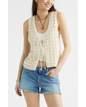 BP. Tie Front Cotton Sweater Vest - Blue