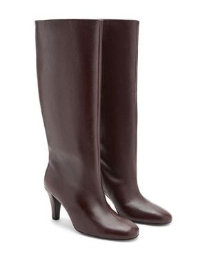 Mango Leather Knee High Boot - Brown