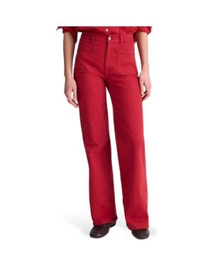 Madewell The Emmy Patch Pocket Wide Leg Pants - Red