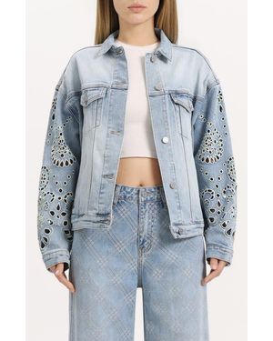 Bayeas Embroidered Denim Jacket - Blue