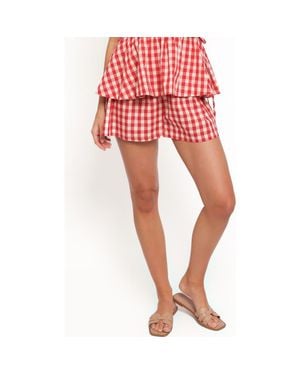 Petal & Pup Rory Gingham Cotton Shorts - Red