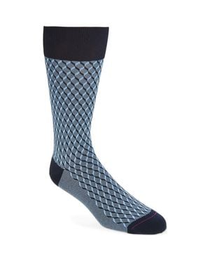 Pantherella Vaughan Cotton Blend Dress Socks - Blue