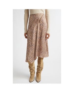 Isabel Marant Cacia Floral Jacquard Asymmetric Midi Skirt - Brown