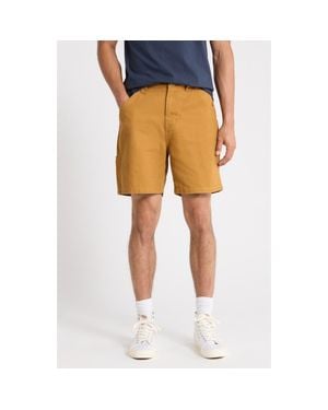 Seager Co. Bison Flat Front Canvas Shorts - Orange