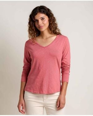 Toad & Co. Marley Long Sleeve V-Neck Tee - Pink
