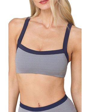 Andie Davenport Gingham Scoop Neck Bikini Top - Gray
