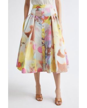 Christopher John Rogers Moonshine Pleated Midi Skirt - White