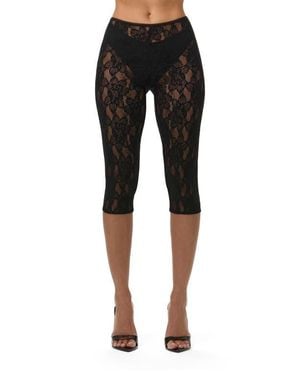 Naked Wardrobe Lace Capri Leggings - Black