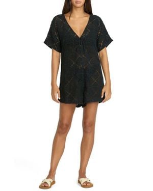 Volcom Go Barefoot Open Stitch Cover-Up Romper - Black