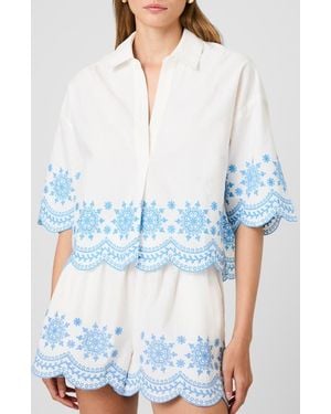 French Connection Alissa Embroidered Cotton Top - White