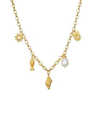 Satya Jewelry Blessings Of The Sea Multi Charm Necklace - Metallic