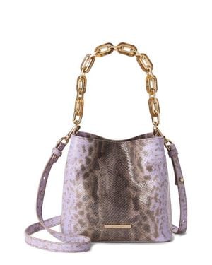 Brahmin Mod Mini Amelia Croc Embossed Leather Top Handle Bucket Bag - Brown