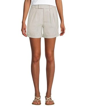 Lands' End Chino High Rise Pleated 7 Shorts - White