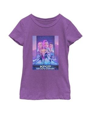 K-Pop Demon Hunters Girl's Huntr/X World Tour Poster Graphic T-Shirt - Purple