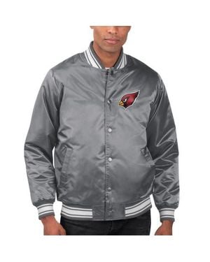 Starter Arizona Cardinals Locker Room Satin Varsity Full-Snap Jacket - Gray