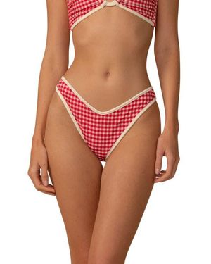 Montce Tori Micro Gingham Binded Swim Top - Red
