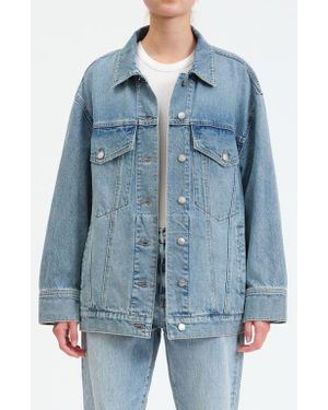 DAZE Beau Embellished Denim Trucker Jacket - Blue