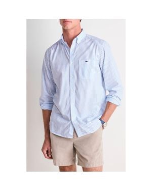 Vineyard Vines Seabird Stripe Perfect Wash Classic Fit Cotton Button-Down Shirt - Blue