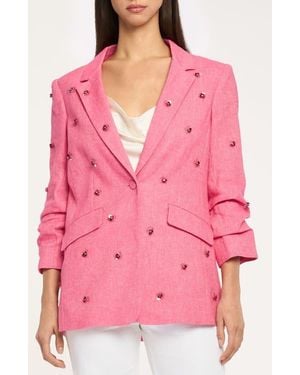 Cinq À Sept Kylie Embellished Linen & Cotton Blazer - Pink