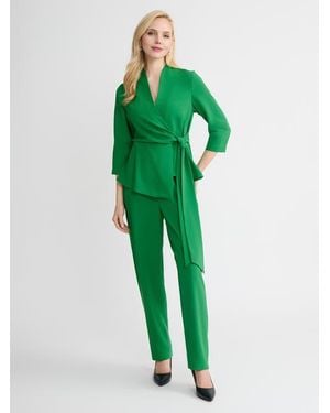 Misook Crepe De Chine Wrap Blouse - Green