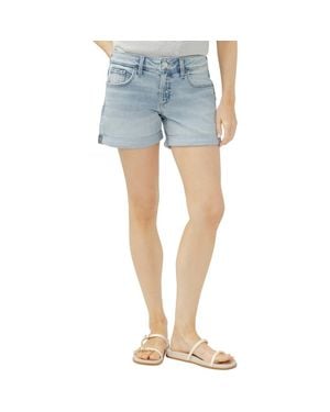 Silver Jeans Co. Mid Rise Denim Boyfriend Shorts - Blue