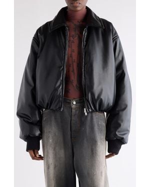 Acne Studios Onnea Faux Leather Bomber Jacket - Black
