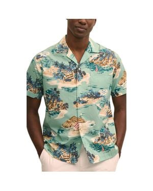 Brooks Brothers Island Print Camp Shirt - Green