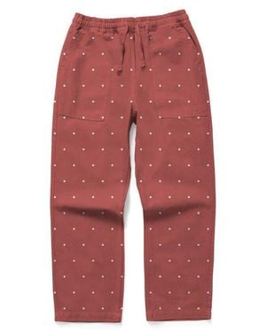 Service Works Polka Dot Cotton Canvas Drawstring Chef Pants - Red