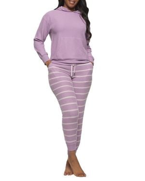 Felina Jolie Thermal Knit Hoodie Pajamas - Purple