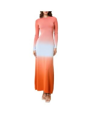 Solid & Striped The Dora Ombré Colorblock Long Sleeve Knit Maxi Dress - Orange