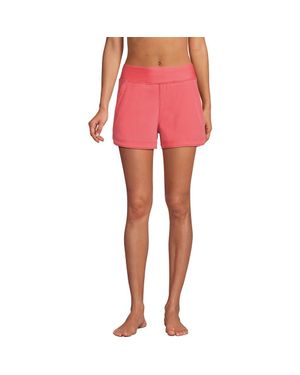 Lands' End 3 Quick Dry Elastic Waist Board Shorts Swim Cover-Up Shorts With Panty - Pink