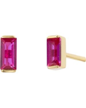 Little Sky Stone Baguette Stud Earrings - Pink