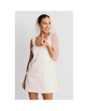 Six Stories Scoop Neck Bow Detail Mini Dress - White