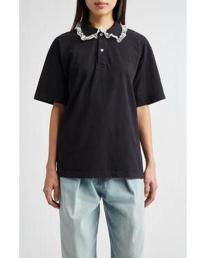 Tanner Fletcher Gender Inclusive Cletus Lace Trim Polo - Black
