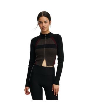 Cotton On Active Spliced Knit Zip Through - Black