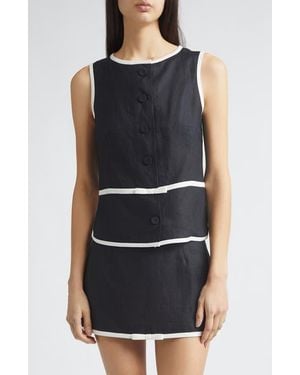 Tanner Fletcher Gender Inclusive Pauline Linen Bow Top - Black