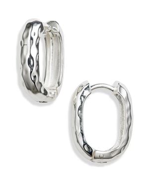 Argento Vivo Sterling Silver Hammered Square Hoop Earrings - Metallic