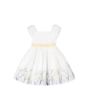 Hope & Henry Kids' Organic Puff Sleeve Sateen Party Dress - White