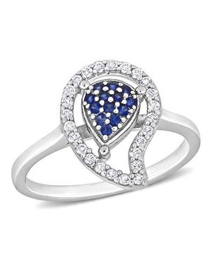 Julianna B Topaz & Created Sapphire Halo Ring - White