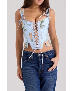 House Of Cb Kikki Stretch-Cotton Corset Top in White | Lyst