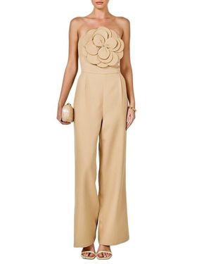 Endless Rose Floral Appliqué Strapless Jumpsuit - Natural