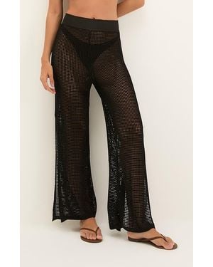 ViX Valerie Open Stitch Wide Leg Pants - Black