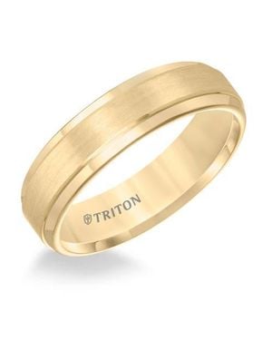 Triton 6Mm Tungsten Carbide Ring With Satin Finish Center And Step Edge - Metallic