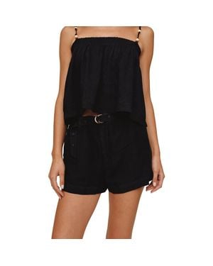 Bella Dahl Belted Eyelet Linen Blend Shorts - Black