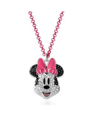 Disney Pave Crystal Minnie Mouse Necklace With Chain, 16+3 - Pink