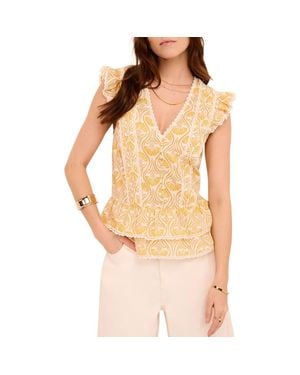 Mint Velvet Cotton Floral Print Top - Natural