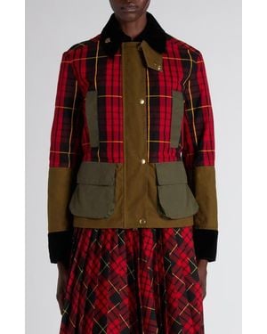 McQueen Deconstructed Tartan Ripstop Jacket - Red