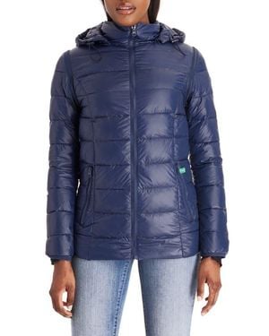 Modern Eternity Maternity Lightweight Puffer Convertible 3-In-1 Maternity Jacket - Blue