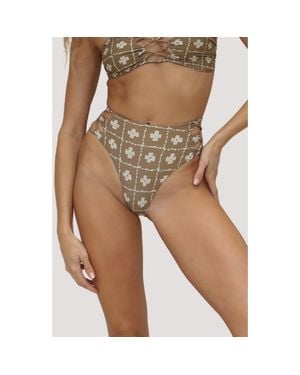 Stone Fox Theo High Waist Bikini Bottoms - Brown